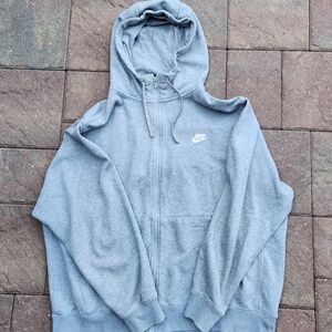 Men's Nike Heather Gray Full Zip Hoodie Size XXL Activewear Drawstring Comfy